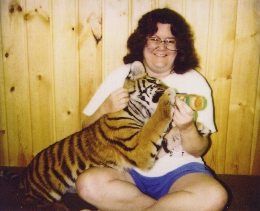 [Audrey feeding a tiger cub]